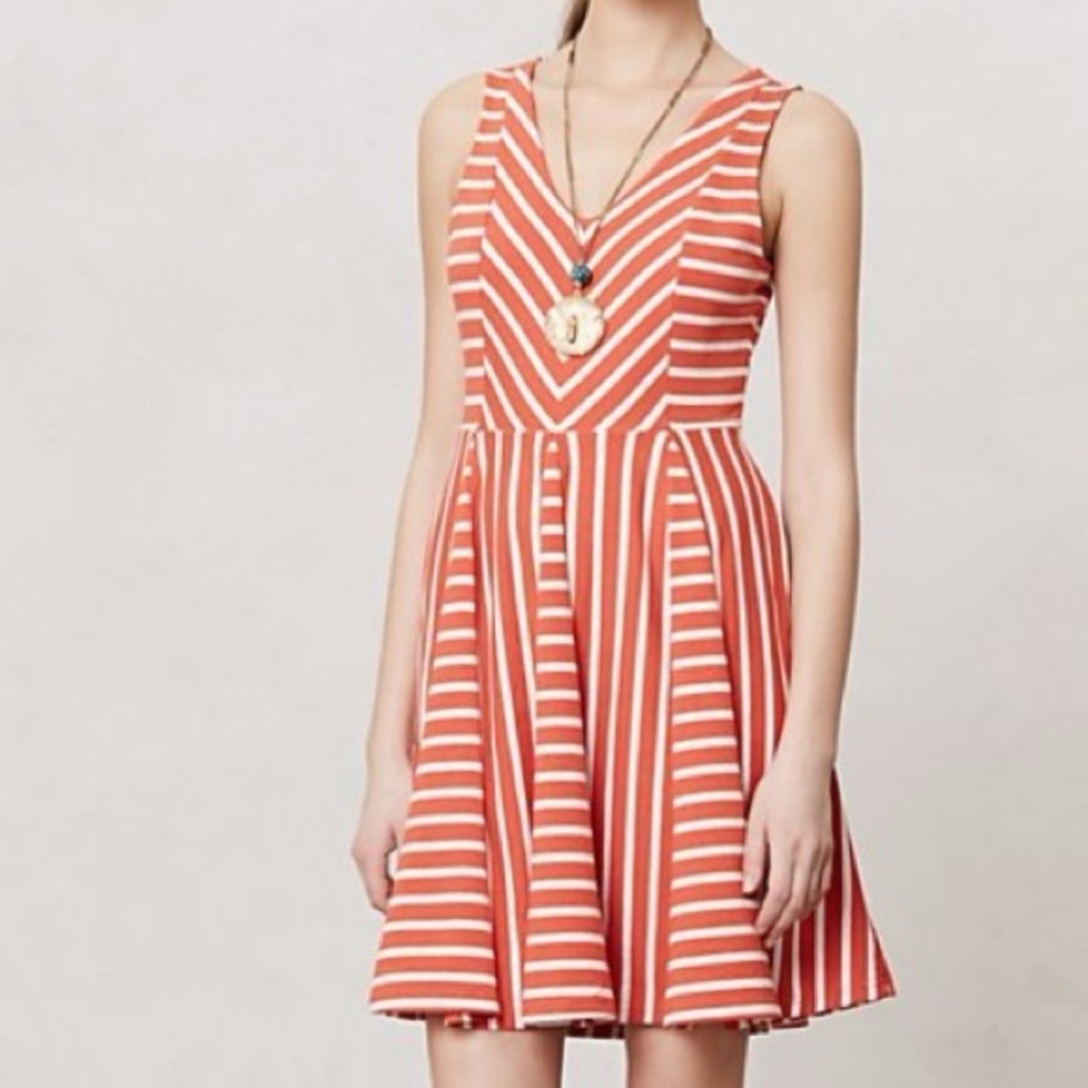 Anthropologie Saturday Sunday Striped Sleeveless Dress Orange Size medium